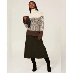 3.1 Phillip Lim Chunky Knit Long Sleeve Turtleneck Sweater Brown XS NWT $550